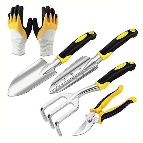 TTNTU 5PCS Garden Tool Set, Ergonomic Handle Tools, Heavy Duty Aviation