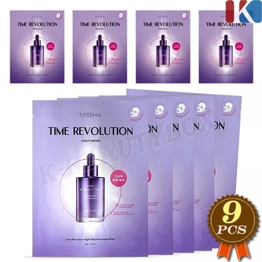 MISSHA Time Revolution Night Repair Ampoule Mask 30g x 9pcs Mask Sheets K-Beauty