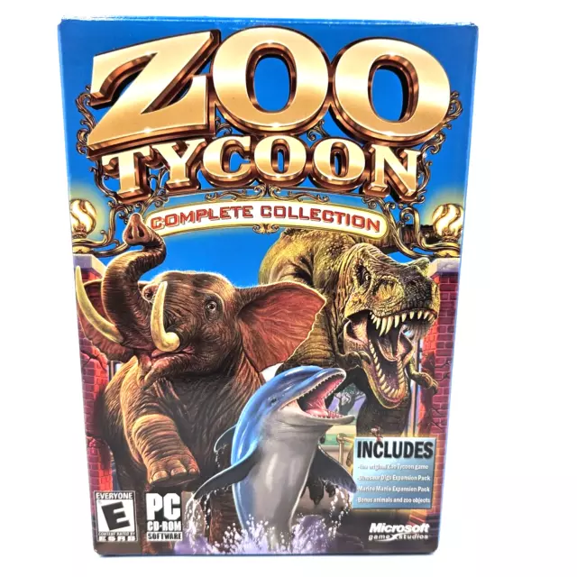 Zoo Tycoon Complete Collection PC CD ROM Microsoft Complete 2 Discs Marine  Dino
