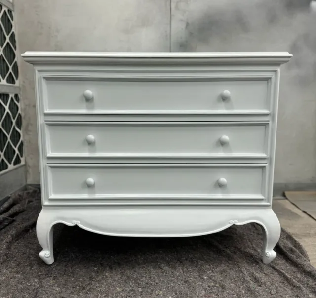 Rococo Antique French Style 3 Drawer Chest Of Drawers, White