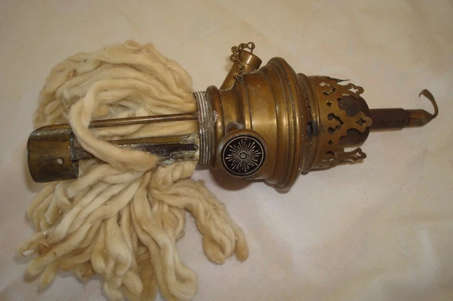 ANCIEN PIED DE lampe à pétrole en opaline déco vintage french antique