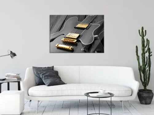 Elegante Guitarra Eléctrica Imagen De Vidrio Real, Incl. Soporte Pared 2