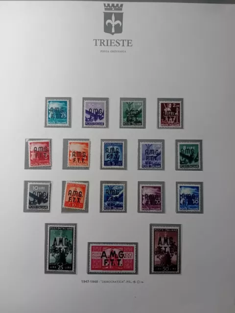 Trieste zona A (AMG-FTT) 1947/1954 - Raccolta completa su fogli Bolaffi MNH**