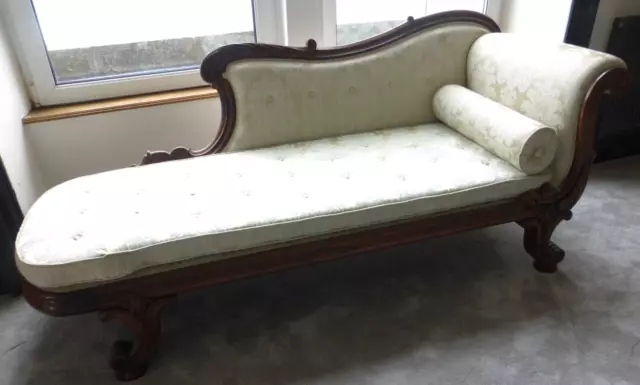 Chaise Longue Daybed SOFA settee antique c.1830/40 Gold Duck Egg blue damask