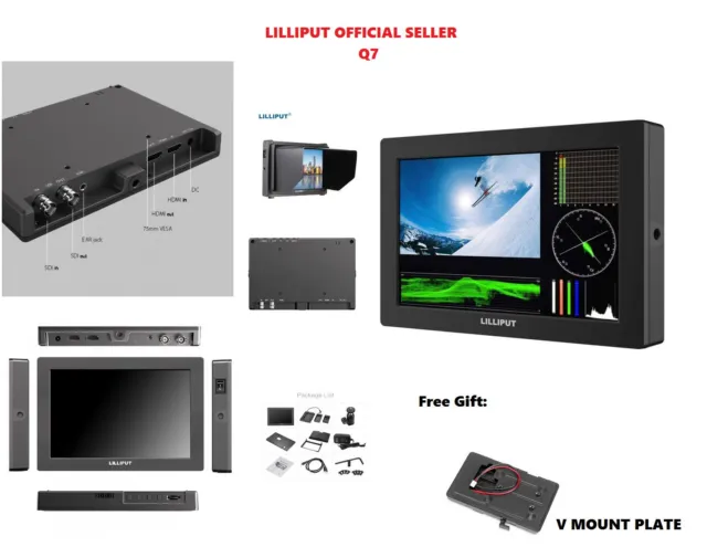 LILLIPUT 7 " Q7 Full HD Métal Cadre Slim Sdi Et HDMI Croisé Conversion+V Support