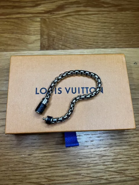 LOUIS VUITTON Bracelet LV Chain Links Monogram M68274 Silver Metal #L  authentic