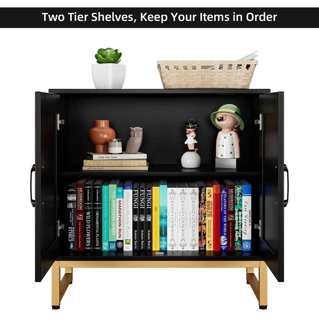 Black+Gold Buffet Sideboard Cabinet Storage Hallway Table Kitchen Cupboard