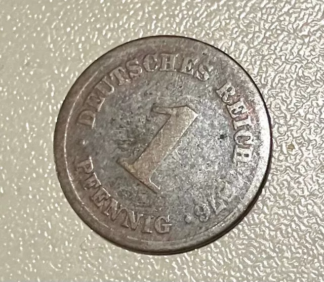Geldstück Münze 1 PFENNIG 1876 Deutsches Reich