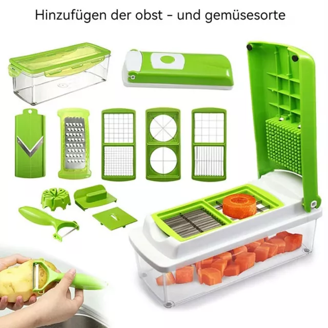 12 tlg Dicer Smart Grün Gemüseschneider für Würfel Stifte Scheiben Streifen