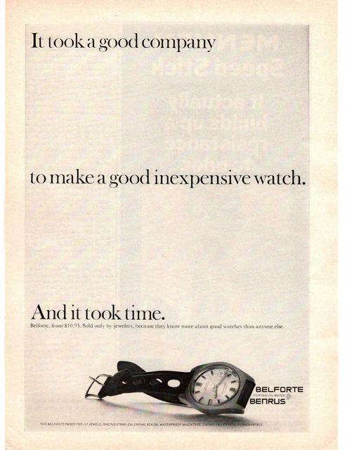 1967 Belforte "It Took A Good Company To Make An Inexpensive Watch." Print Ad