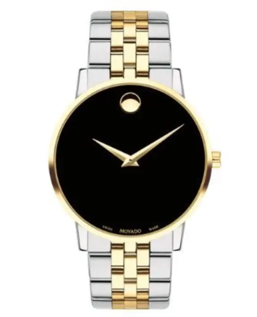 New Movado Museum Classic Black Dial Two Tone Men's Watch 0607200