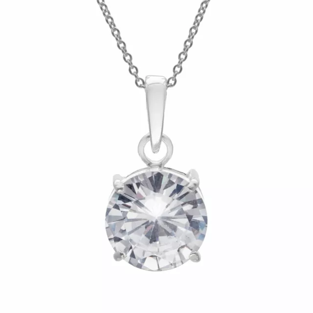 Sterling Silver Necklace 925 Round Cut Cubic Zirconia Chain Necklace - Silverly