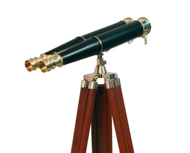 62" Floor Standing Admiral's Solid Brass Binocular Adjustable Tripod Telescope