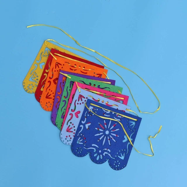 2 Banner Plastificati Per Feste Messicane - Decorazioni Papel Picado E Teschio Dia De Los Muertos Per Halloween E Cinco De Mayo