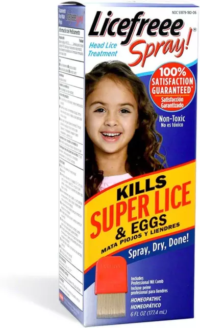 Licefreee Spray! Tec Labs Head Lice Spray - Includes Professional Metal Nit 6Fl