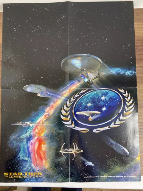 Star Trek Communicator Poster TOS, Film, TNG, DS9 & VOY Starships 1998 16" x 22"