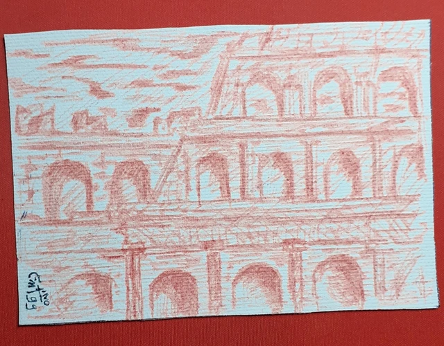 Quadri Disegno Su Tela Colosseo Dipinto A Mano Bello 9 X 13 Arredo Casa