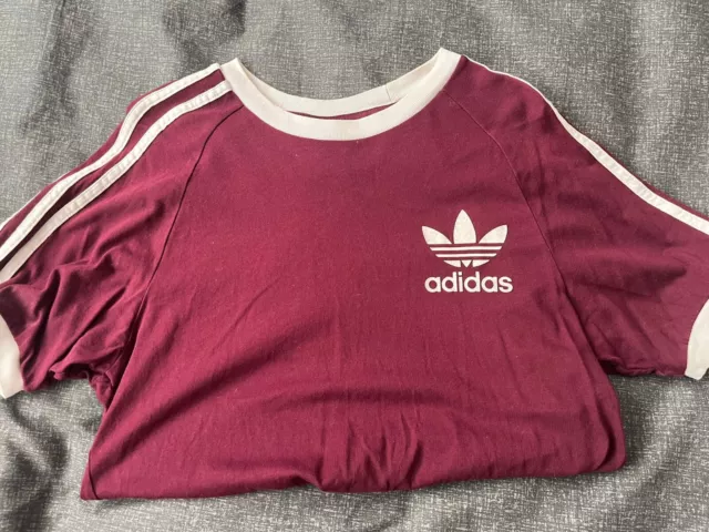 Men’s Adidas Originals Retro 3 Stripes T-shirt Crew Neck Short Sleeve Small