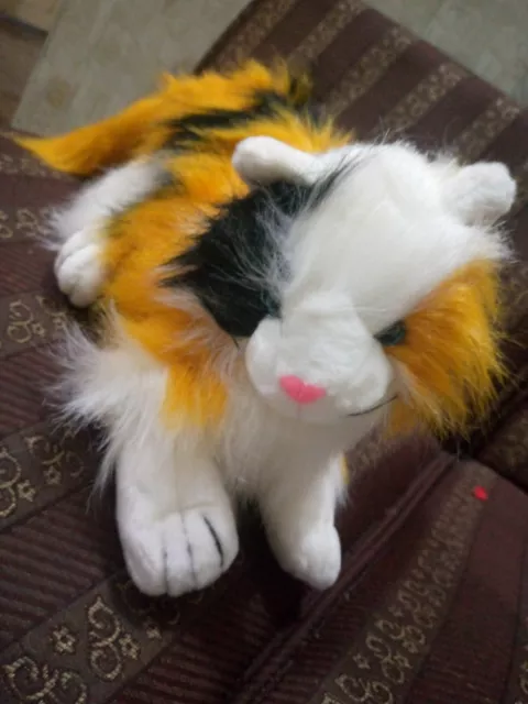 Stuff Animal Soft Fur Plush Long white,Yellow&Black Hair Cat toy gift For Kids