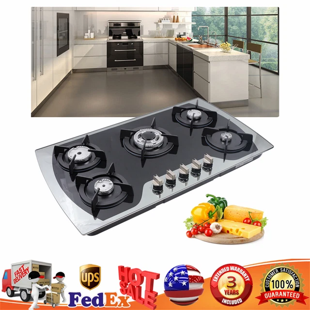 BUILTIN STAINLESS STEEL 5 Burners Stove Top Gas Cooktops Propane Gas