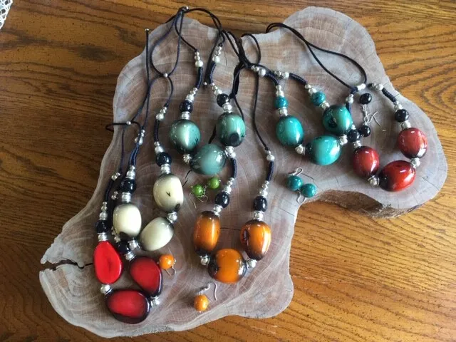 This Beautiful Organic Necklace And Earring Hand Made With Tagua Nut
