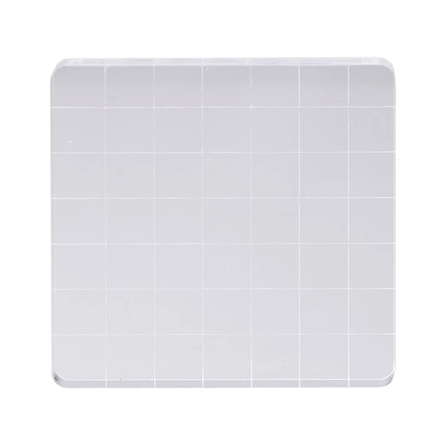 Acryl Stempelblock Klar Stanzwerkzeug Set mit Gitterlinie Handwerk (7x7cm)
