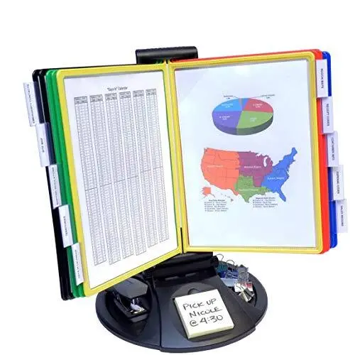 AdjustaView 10-Pocket Desk Reference Organizer with Supplies Colored Pockets