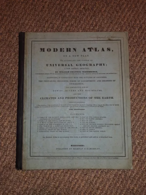1831 Woodbridge Modern Atlas On A New Plan Improved Maps Hand Colored Complete