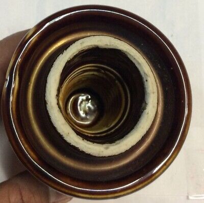 VTG Antique Insulator Ceramic Porcelain 3.5” Diameter Brown Color