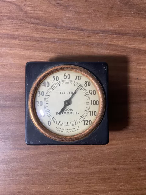Vintage TEL-TRU ROOM THERMOMETER Germano-Simon Co NY Case Dashboard Rat Rod Vintage TEL-TRU ROOM THERMOMETER Germano-Simon Co NY Case Dashboard Rat Rod