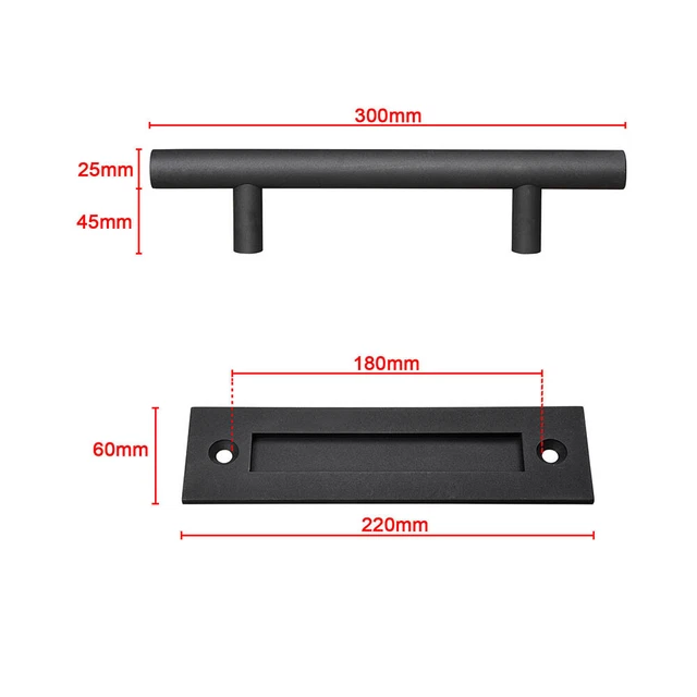 12" Matte Black Sliding Barn Door Pull Flush Handle Gate Hardware Set Cast Iron 5