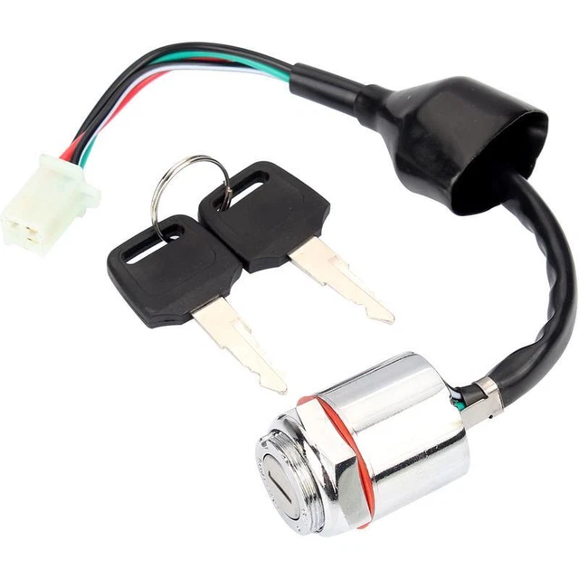 4 Wire 4 Pin Key Ignition Switch Key Starter &2 Keys On-Off Cylinder Switch Set