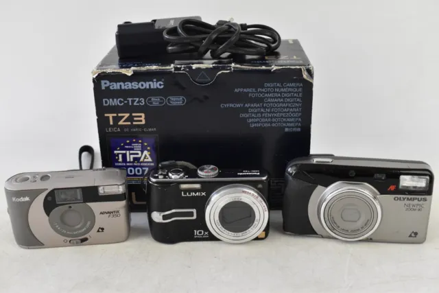 Panasonic Lumix DMC-TZ3, Olympus Newpic Zoom 90 & Kodak Advantix F350 Cameras