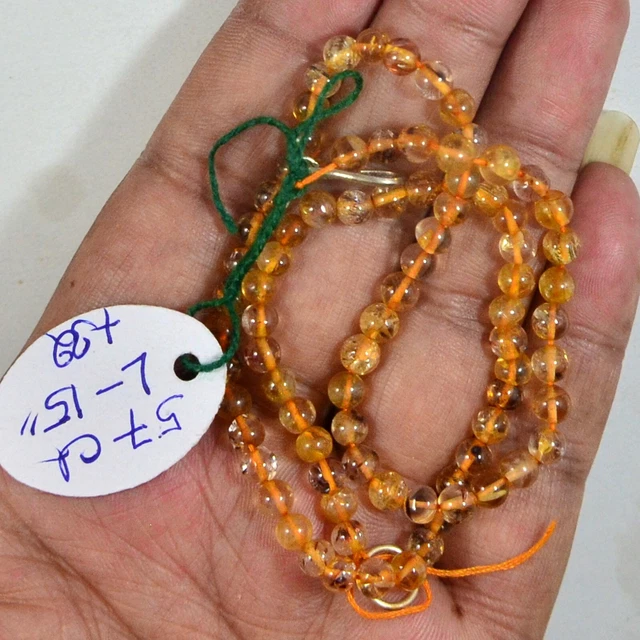 Natural Citrine ball Gemstone beads 15 inch Line