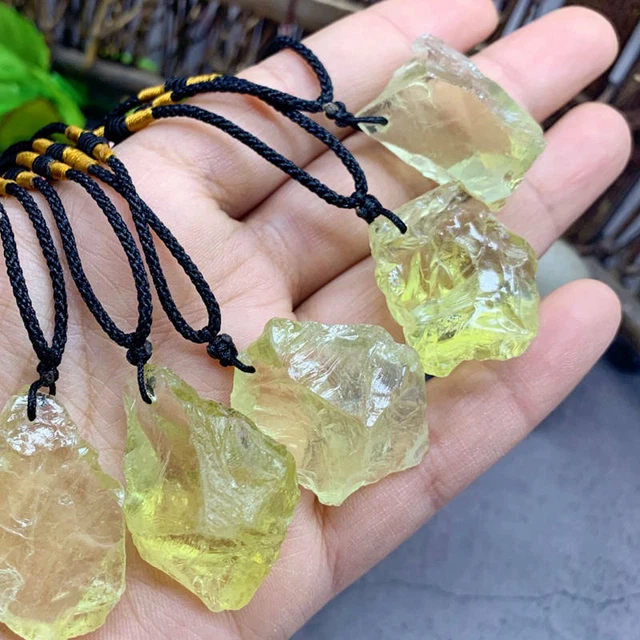 10Pcs AAA Natural Citrine Quartz Crystal Gemstone Pendant Necklace Reiki Healing
