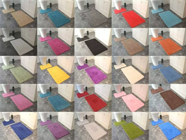 Bathroom Toilet Floor Mats Soft Machine Washable Non-Slip Sets Rugs 2 Two Pieces