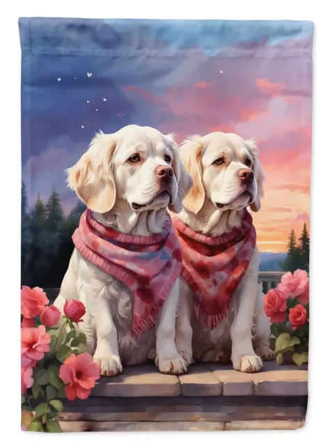 Clumber Spaniel Two Hearts Flag Canvas House Size DAC4632CHF