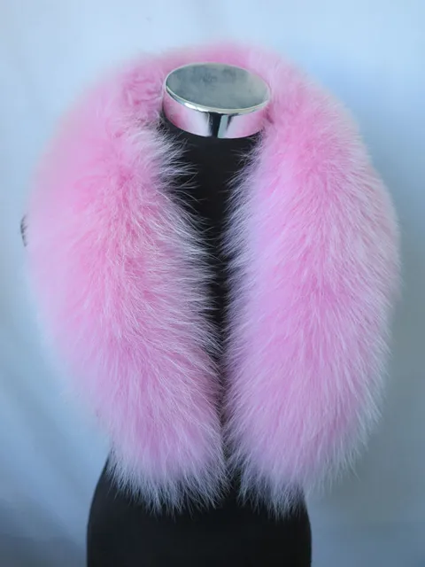 100% Real fox fur collar neck wrap /scarf pink women jacket collar 80*15 cm