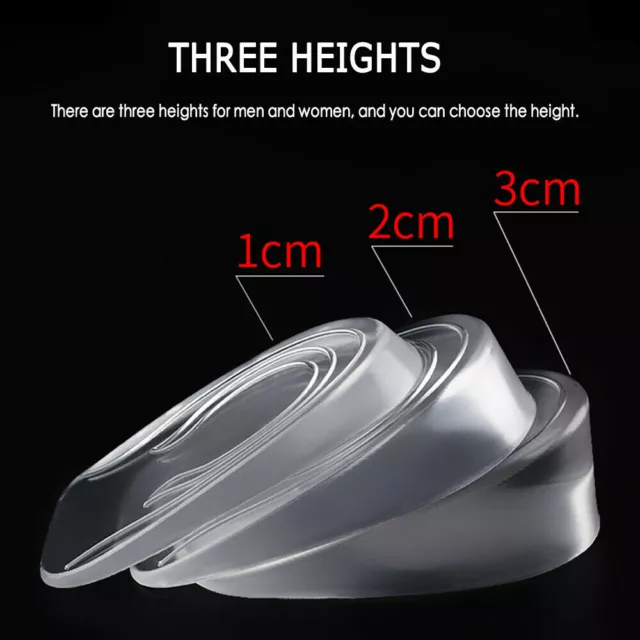 1 pair Silicone Heel Lift Taller Shoe Inserts Height Increase Insoles Pads UK'