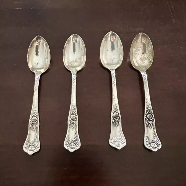 Royal Plate Co Antique Silver Silverplate Flatware Demi Tea Spoons - Set of 4