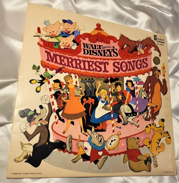 1968 WALT DISNEY MERRIEST SONGS 12" Vinyl record LP Disneyland Records GULF OIL