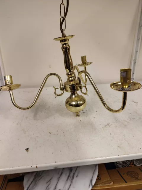 Old Victorian Style Brass Arms Chandelier Light Candelabra Hanging Fixture Home