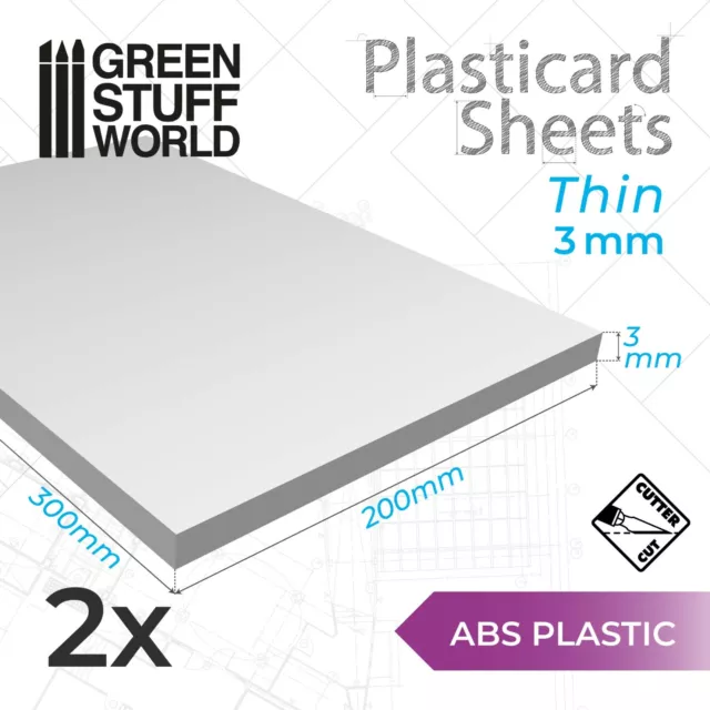 ABS Plasticard A4 - 3mm COMBOx2 sheets - Styrene Plastic Sheets - Plastikard