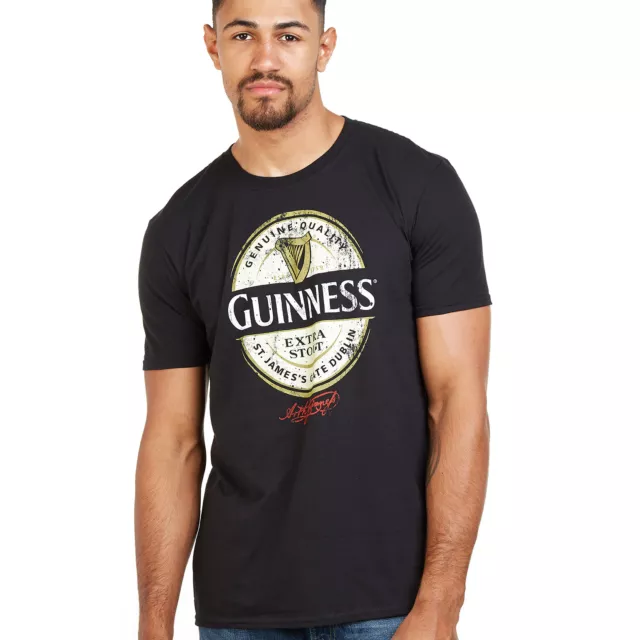 Offizielles Guinness Herren Label T-Shirt schwarz S - XXL