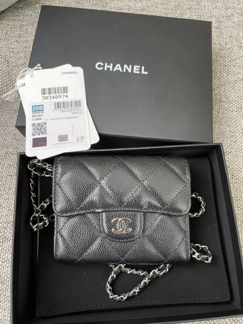 AUTH CHANEL MINI Clutch Chain Classic Bag CAVIAR Black Phw WOC 20B Card  Wallet $1,899.00 - PicClick