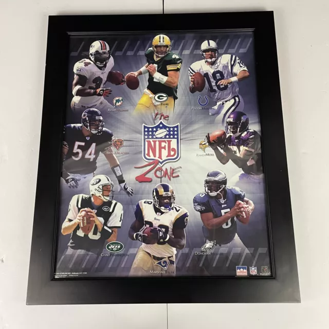 VTG 2003 NFL Zone Starline Poster Framed Manning Favre Randy Moss Urlacher Faulk
