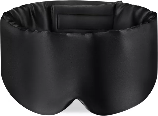 (Black) - 100% Mulberry Silk Sleep Mask Eye Mask for Man and Woman with Adjustab