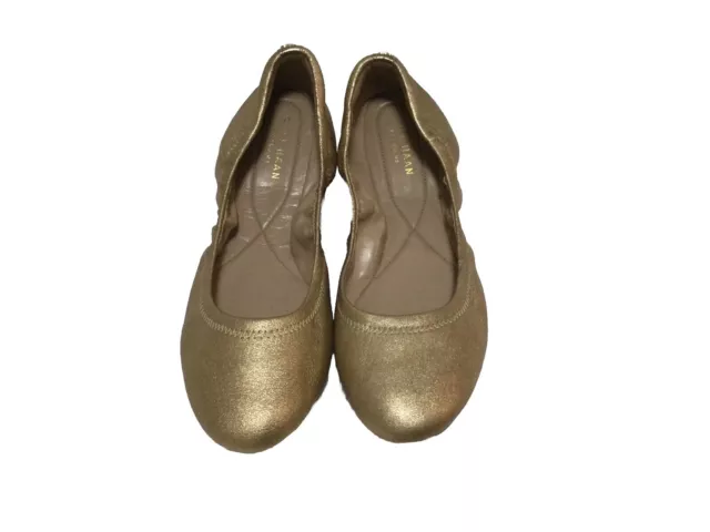 Cole Haan Women’s Size 7 B Ballet Flats Gold Metallic Leather Slip On Shoes EUC