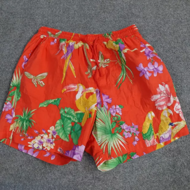 Etro Mens Swim Shorts Medium Red Parrots Parakeets Lined Made in Italy