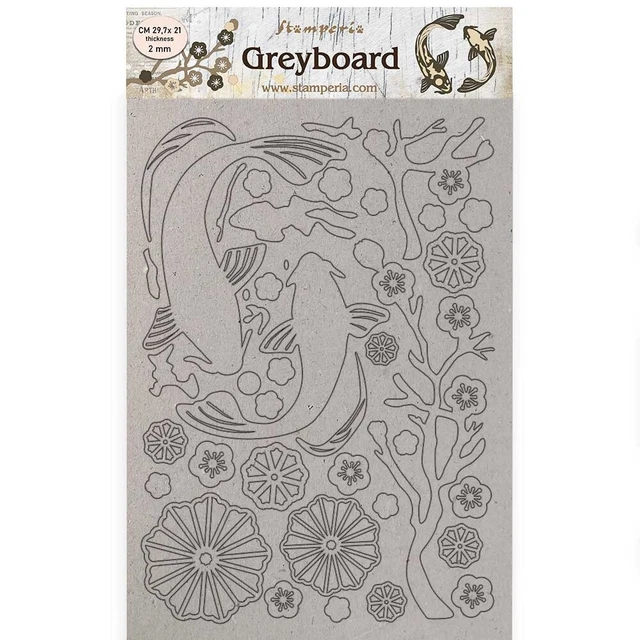 Recortes de grisyboard Stamperia A4 2 mm pescado de espesor, Sir Vagabond en Japón, paquete de 3
